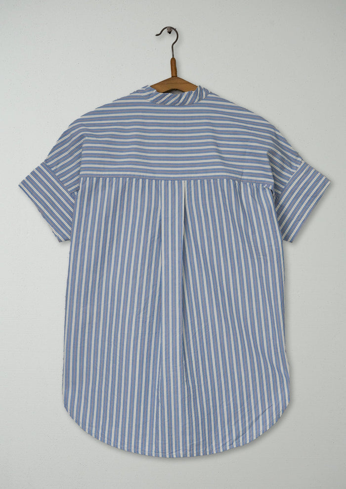 Reworn Stripe Poplin Gathered Shirt Size XXS (1209) | Multi