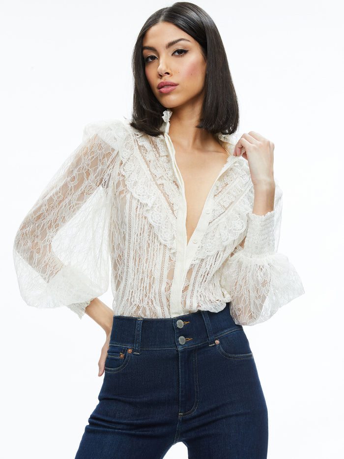 RHEBA LACE BLOUSE - OFF WHITE