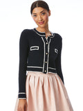 RHODA CROPPED CARDIGAN - BLACK/WHITE