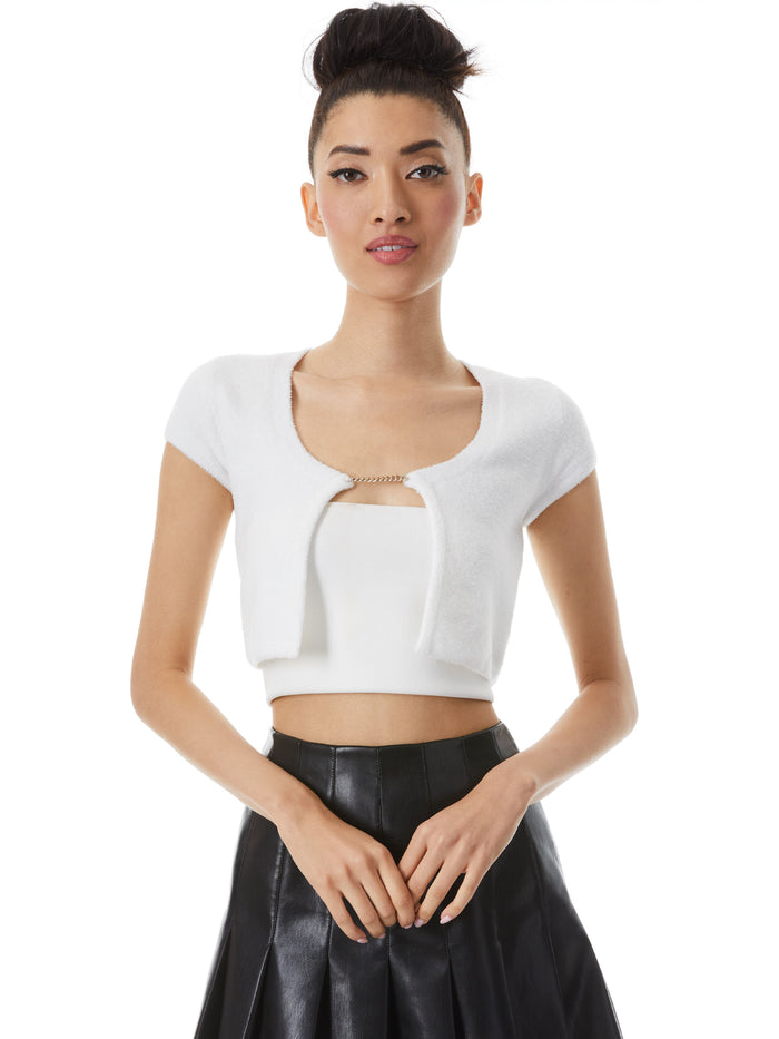 RINA CROPPED OPEN PULLOVER - SOFT WHITE