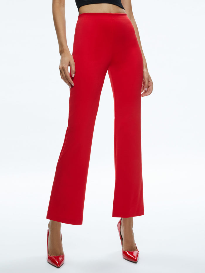 RMP MID RISE BACK-ZIP BOOTCUT ANKLE PANT - BRIGHT RUBY