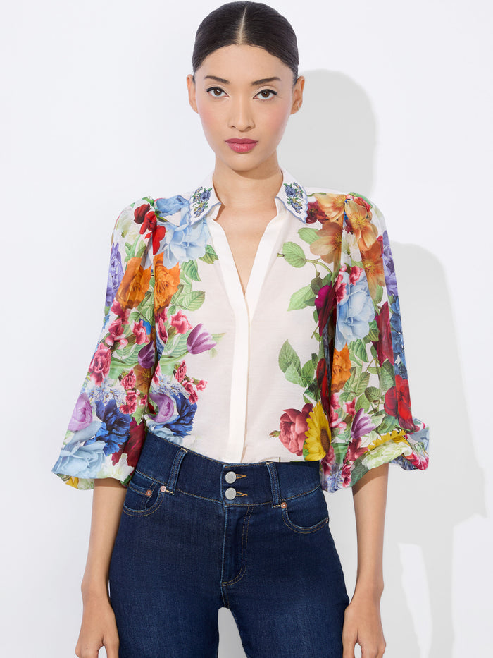 ROANNE BUTTON DOWN - GARDEN BRUNCH OFF WHITE