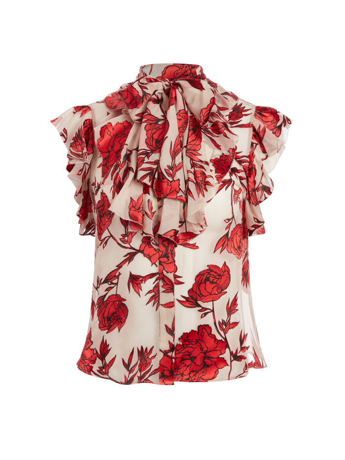 ROBBIE BOW COLLAR BLOUSE - PURE PEONY SEPIA