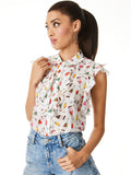 ROBBIE COLLAR BLOUSE WITH RUFFLES - WEEKEND TOAST
