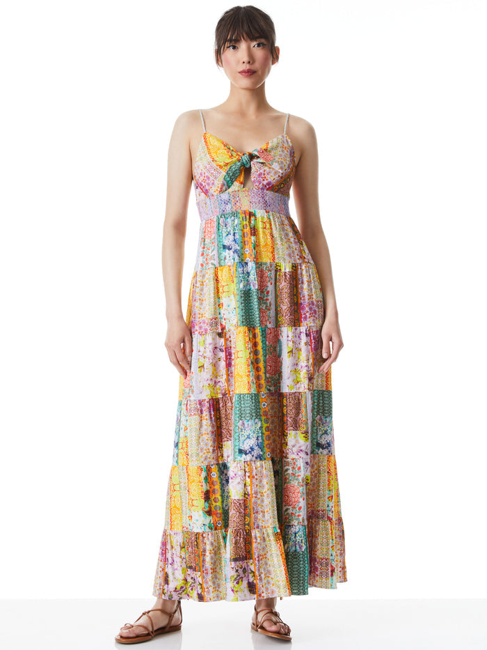 ROMELIA TIE FRONT MAXI DRESS - VINTAGE SUMMER LAVNDR FLDS