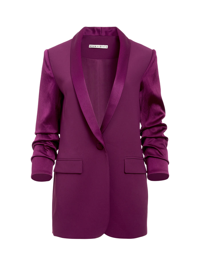RONNIE SCRUNCHED SLEEVE BLAZER - BOYSENBERRY
