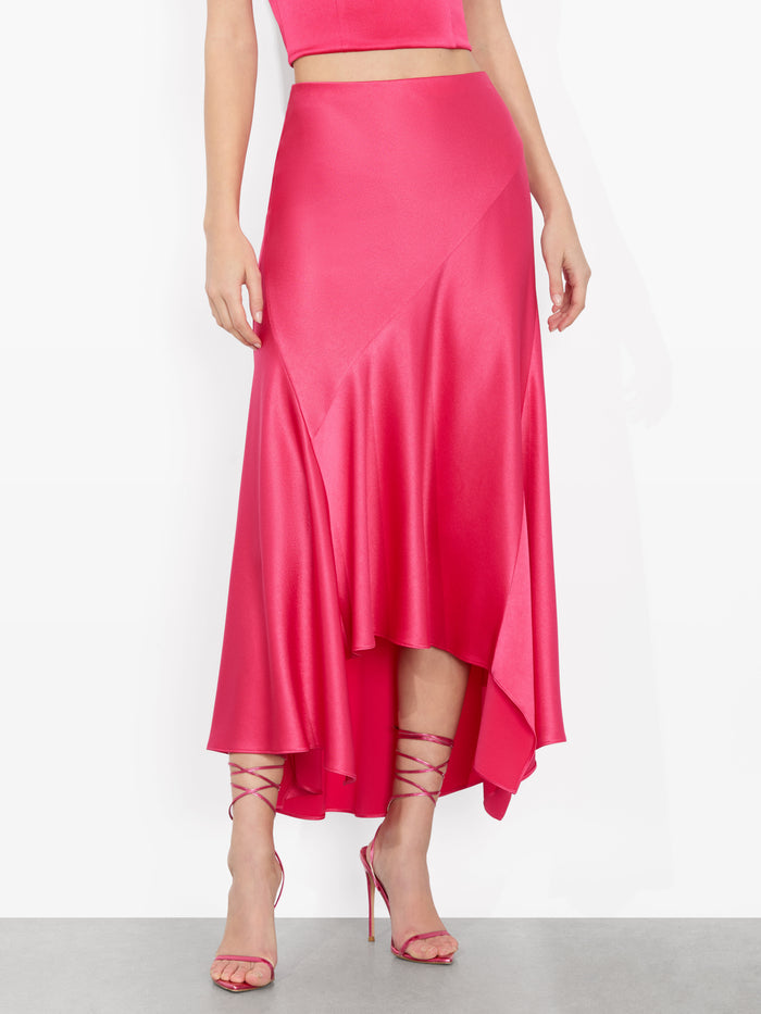 ROSA MIDI SLIP SKIRT - RASPBERRY