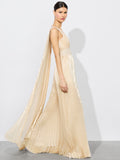 ROSALIE JUMPSUIT WITH CAPE - CHAMPAGNE/GOLD