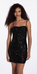 black/size/4/missy/Camille La Vie/ Rose Sequin Corset Lace Up Back Bodycon Dress/front alt