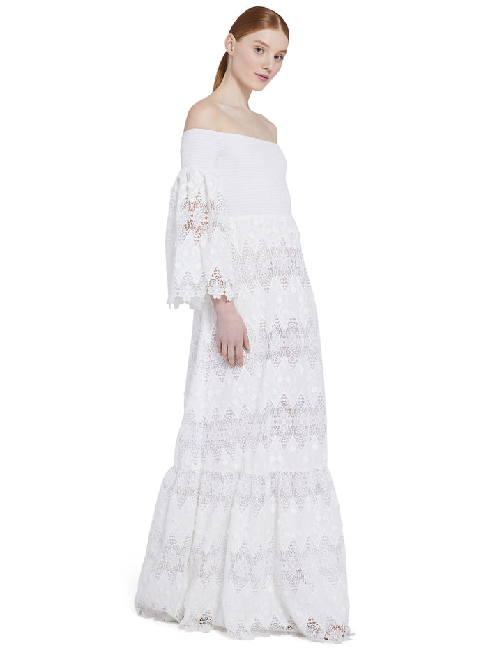 ROSELINE OFF SHOULDER MAXI DRESS - WHITE