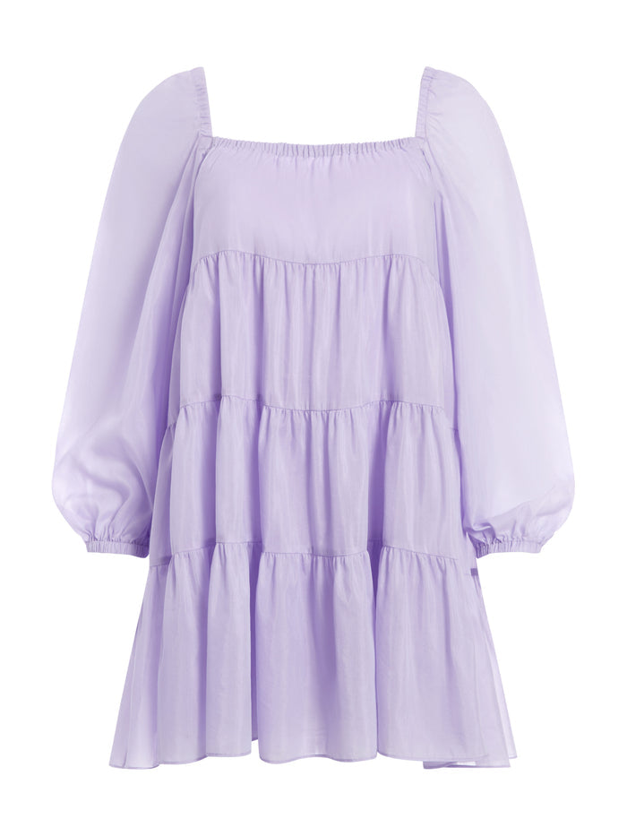 ROWEN SQUARE NECK MINI DRESS - LAVENDER
