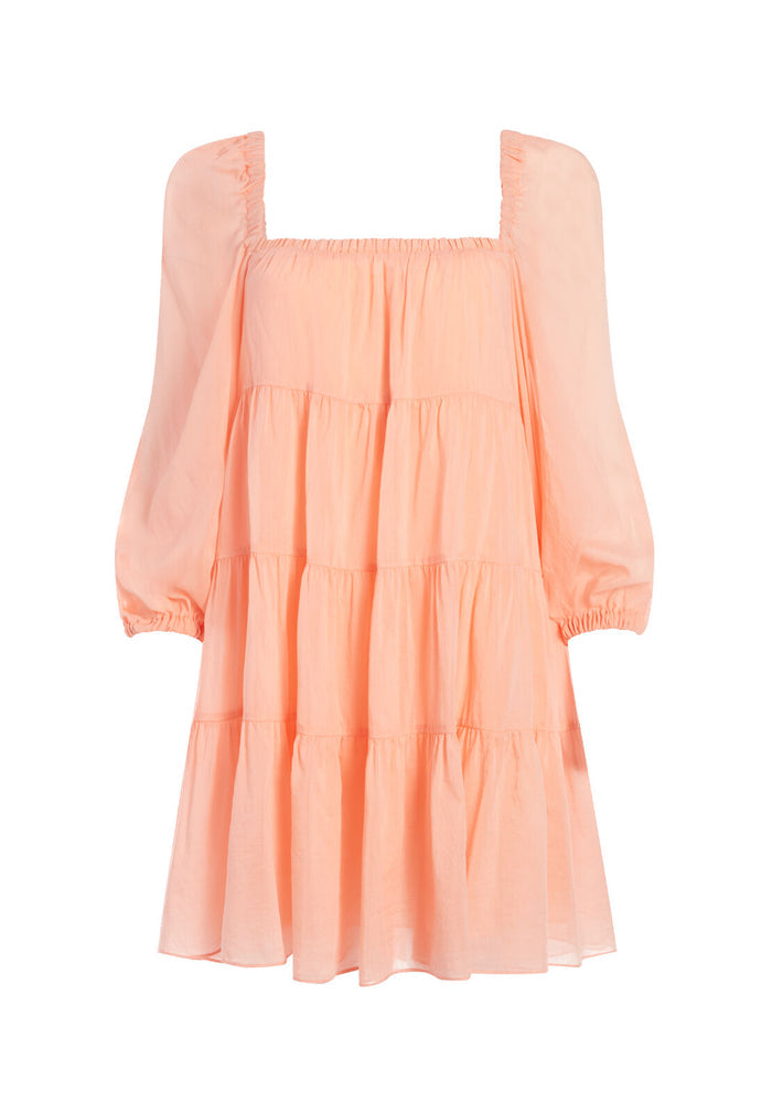 ROWEN SQUARE NECK MINI DRESS - LIGHT PEACH