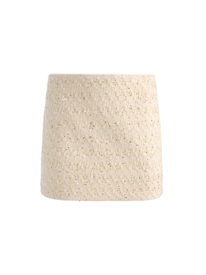 RUBI EMBELLISHED TWEED MINI SKIRT - NATURAL
