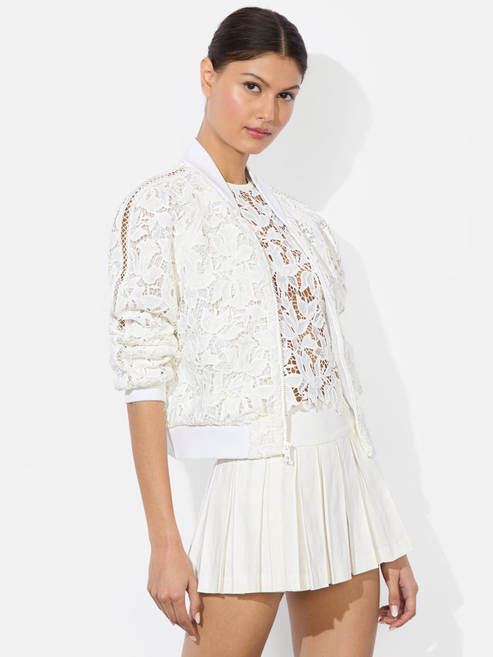RUSSIE LACE BOMBER JACKET - OFF WHITE
