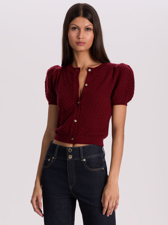 SABINE CASHMERE CARDIGAN - OXBLOOD