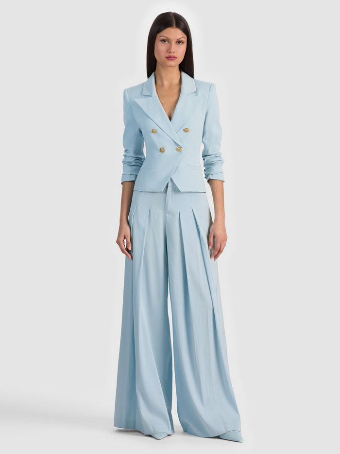 SABLE DOUBLE BREASTED CROPPED BLAZER - CAROLINA BLUE