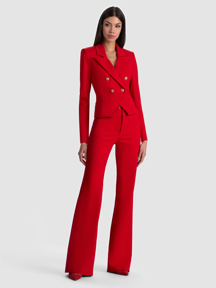 SABLE DOUBLE BREASTED CROPPED BLAZER - CHILI PEPPER