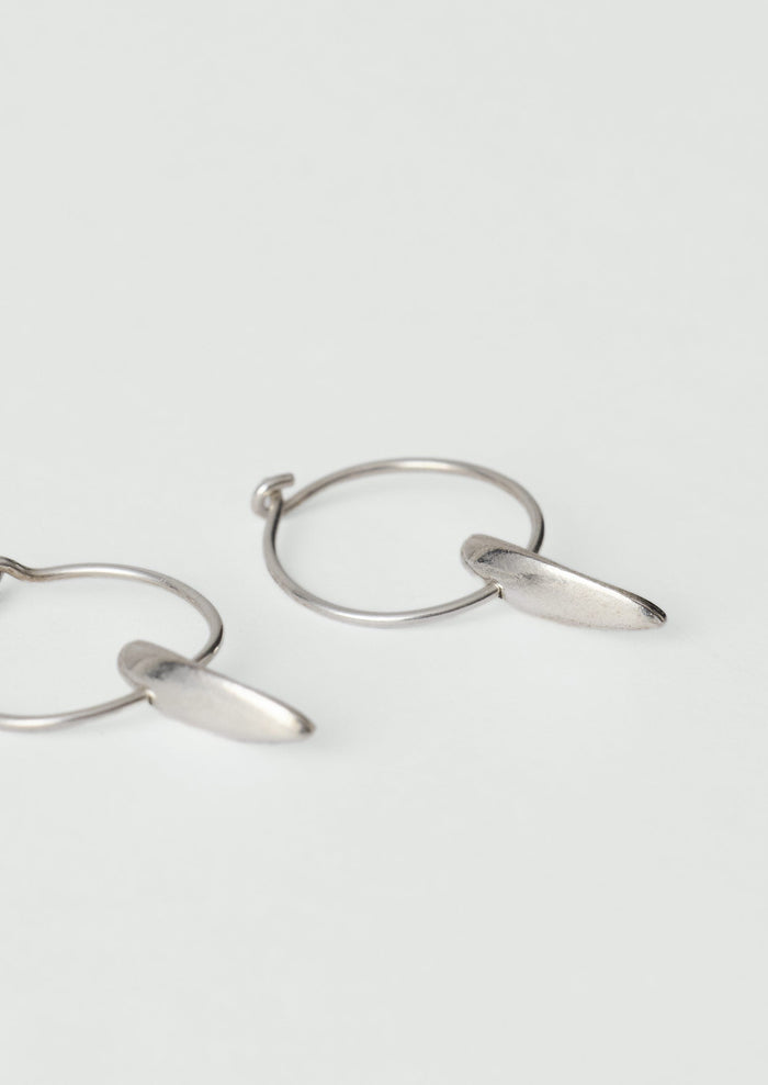 Sally Lacock Sculpted Seed Charm Hoops | Silver