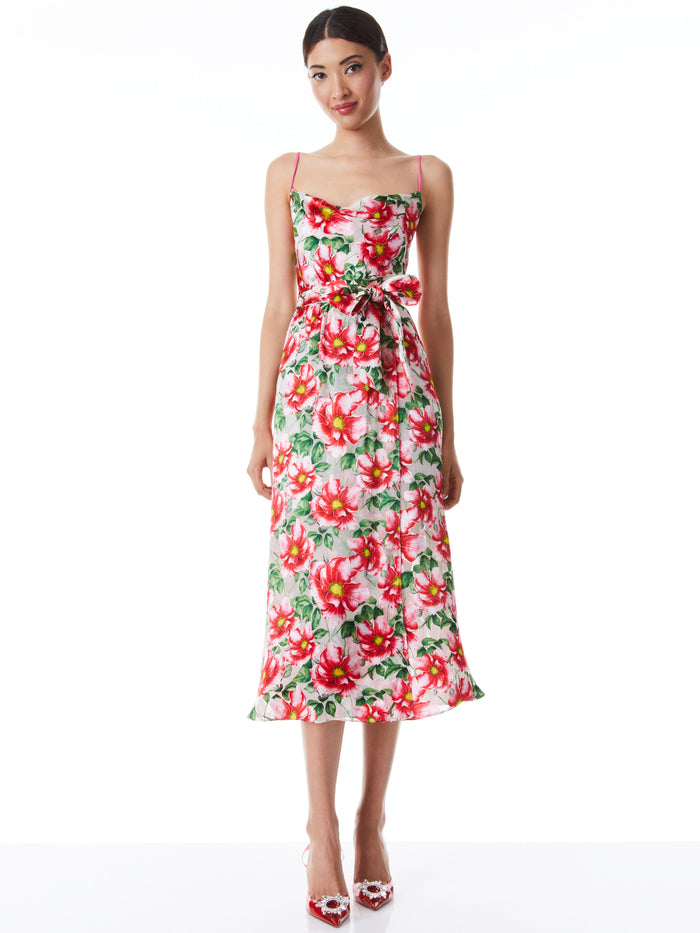 SAMANTHA COWL NECK MIDI DRESS - HIGH TEA FLORAL