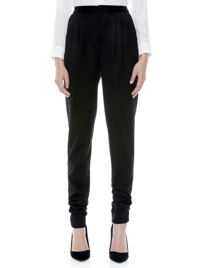 SAMUEL PLEAT FRONT SKINNY PANT - BLACK