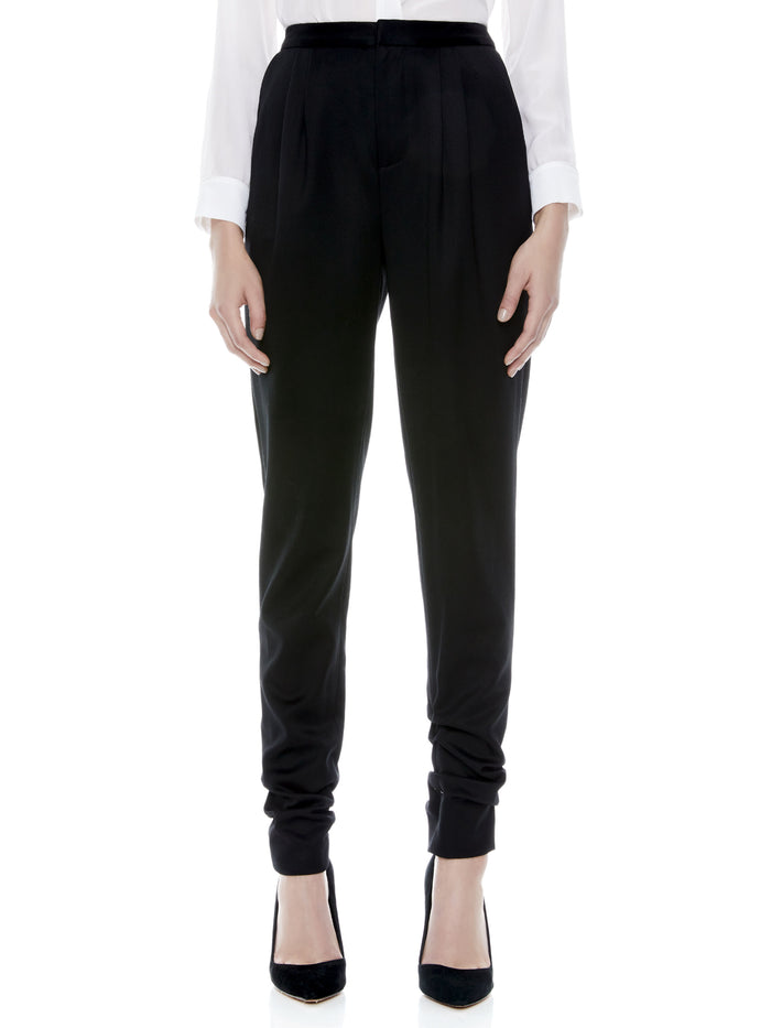 SAMUEL PLEAT FRONT SKINNY PANT - BLACK