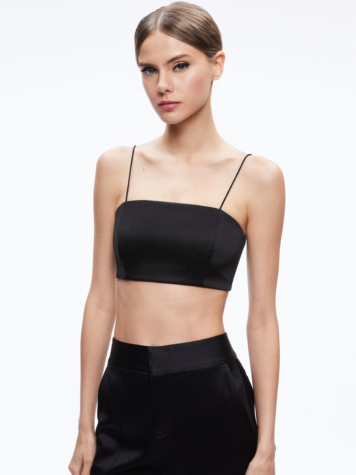 SASHA THIN STRAP CROP TOP - BLACK