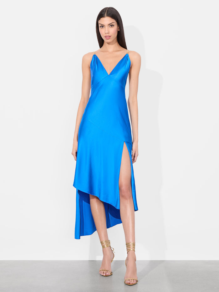 SAVANA CHAIN STRAP MIDI DRESS - TRUE BLUE
