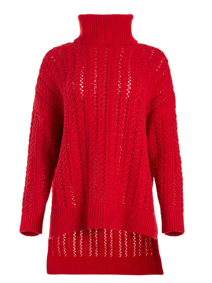 SAWYER TURTLENECK PULLOVER - RUBY
