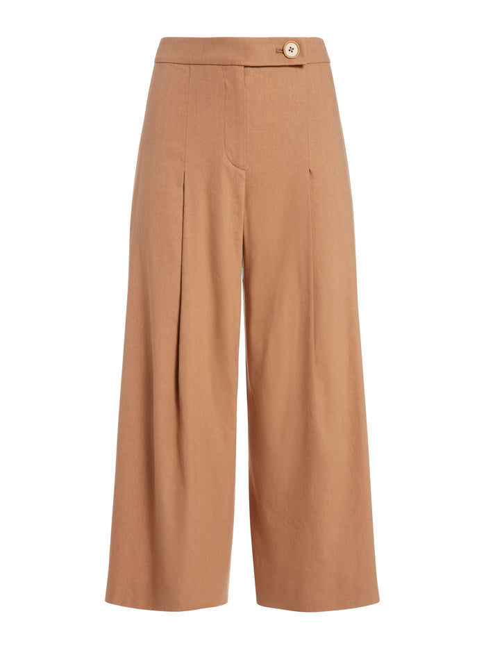 SCARLET HIGH WAISTED ANKLE PANT - TAN