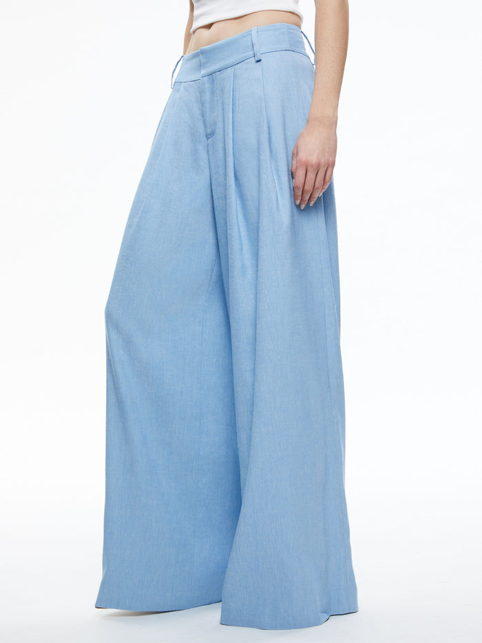 SCARLET WIDE LEG FLARE PANT - CHAMBRAY