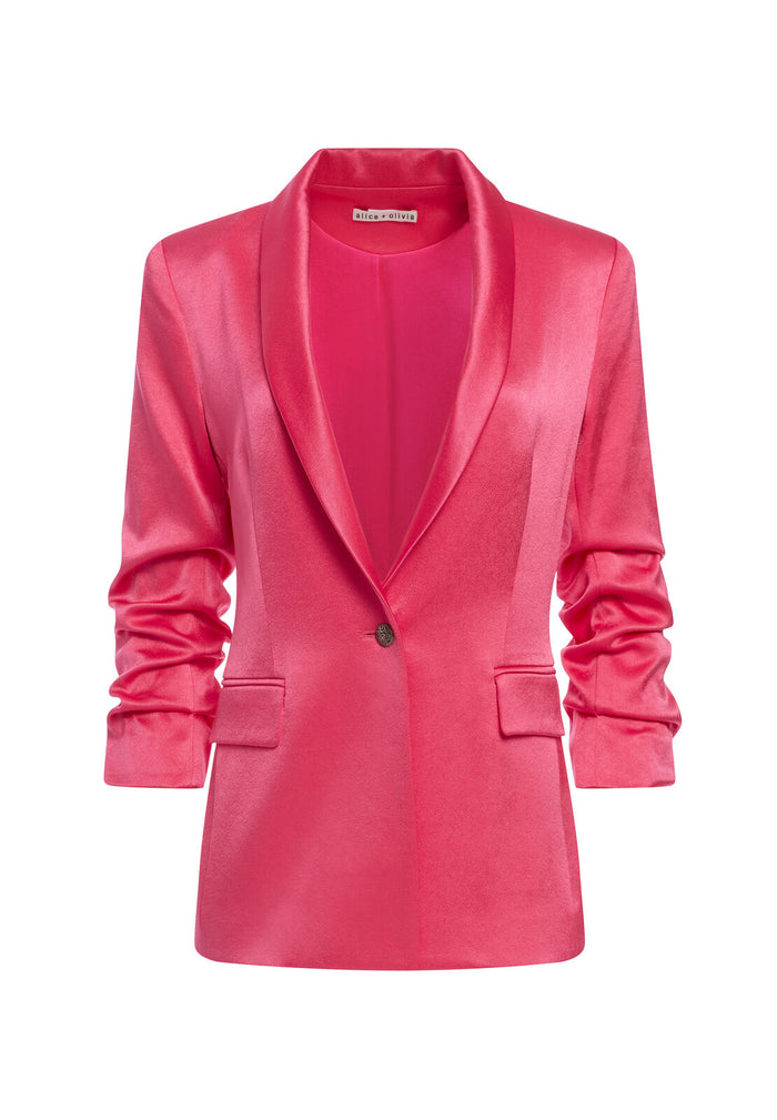 SEBASTIAN SCRUNCH SLEEVE BLAZER - WILD PINK