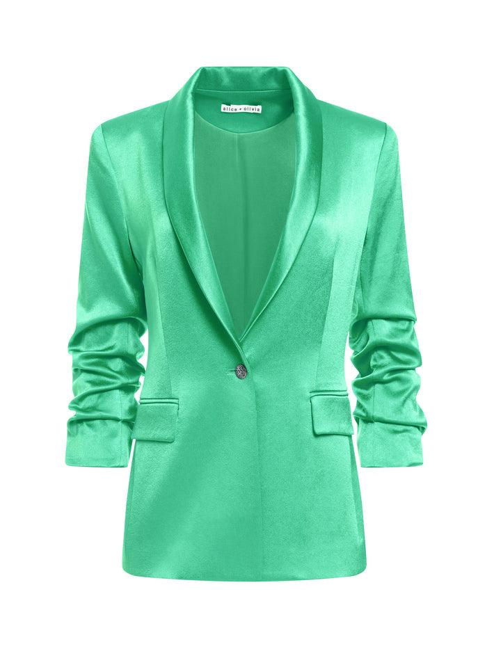 SEBASTIAN SCRUNCH SLEEVE BLAZER - JADE