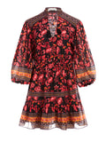 SEDONA FLORAL MINI DRESS - FALL INTO YOU BLK MULTI