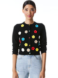 SELMA CROCHET CARDIGAN - BLACK/MULTI