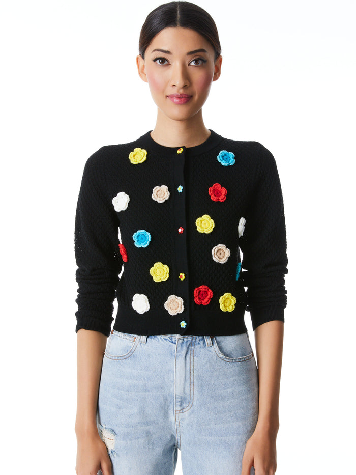 SELMA CROCHET CARDIGAN - BLACK/MULTI