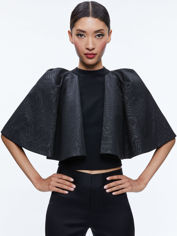 SERGIA CAPE SLEEVE TOP - BLACK