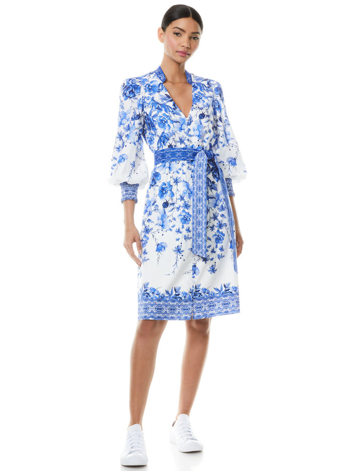 SHANLEY BUTTON FRONT FLORAL MIDI DRESS - FORGET ME NOT MULTI