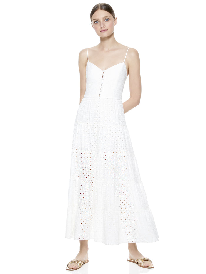 SHANTI BUTTON FRONT MAXI DRESS - OFF WHITE