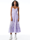 SHANTI EYELET BUTTON FRONT TIERED DRESS