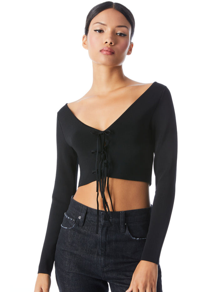 SHAREE CROPPED PULLOVER - BLACK