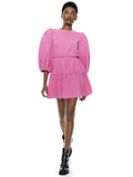 SHAYLA PUFF SLEEVE MINI DRESS - WILD PINK