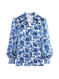 SHEILA FLORAL HENLEY TOP - FORGET ME NOT LG ANTIQUE WHITE