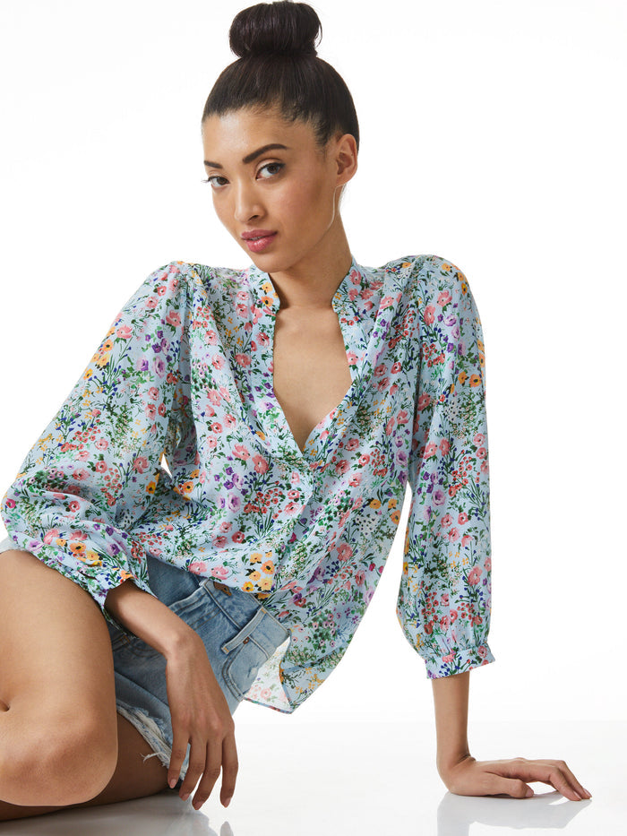 SHEILA FLORAL HENLEY TOP
