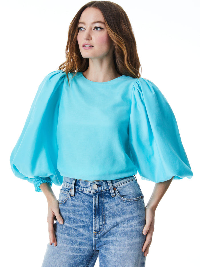 SHONDRA PLTD SLV CRPD BLSN TOP - AQUA
