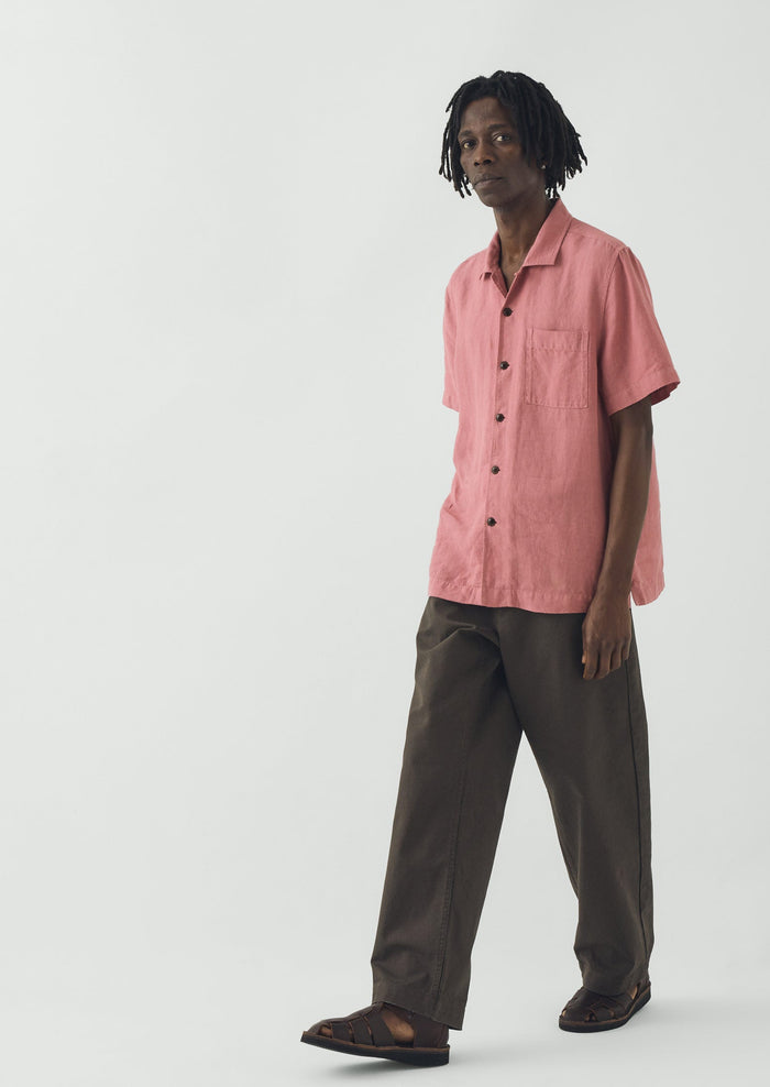 Short Sleeve Linen Shirt | Dusty Rose