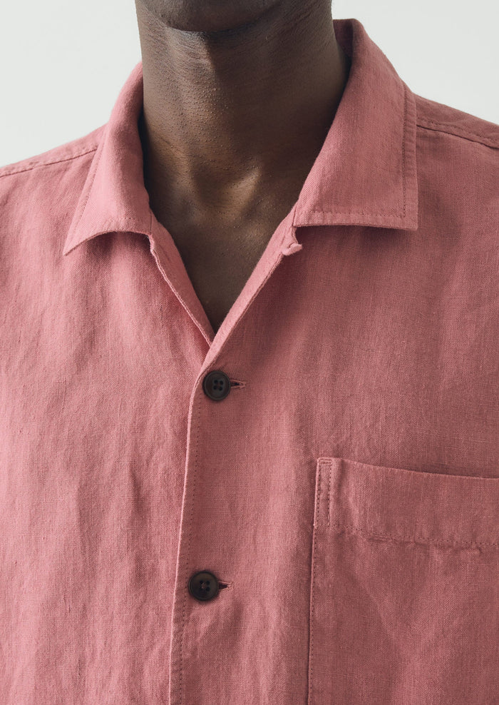 Short Sleeve Linen Shirt | Dusty Rose