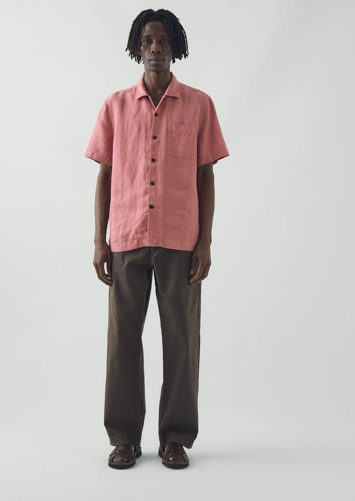 Short Sleeve Linen Shirt | Dusty Rose