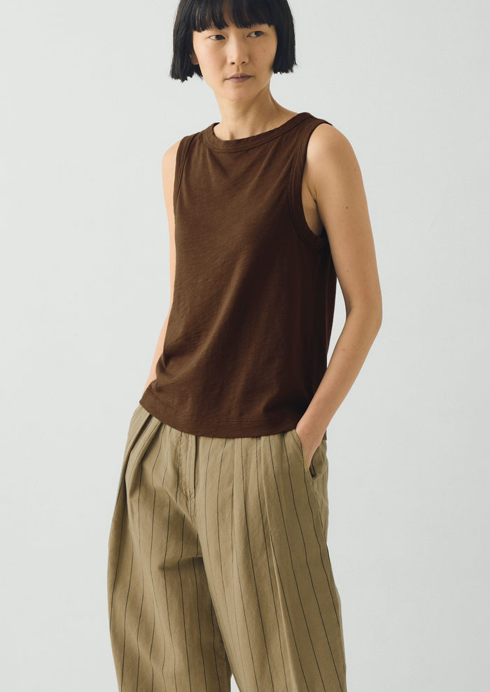 Sian Garment Dyed Cotton Tank Top | Bronze Green
