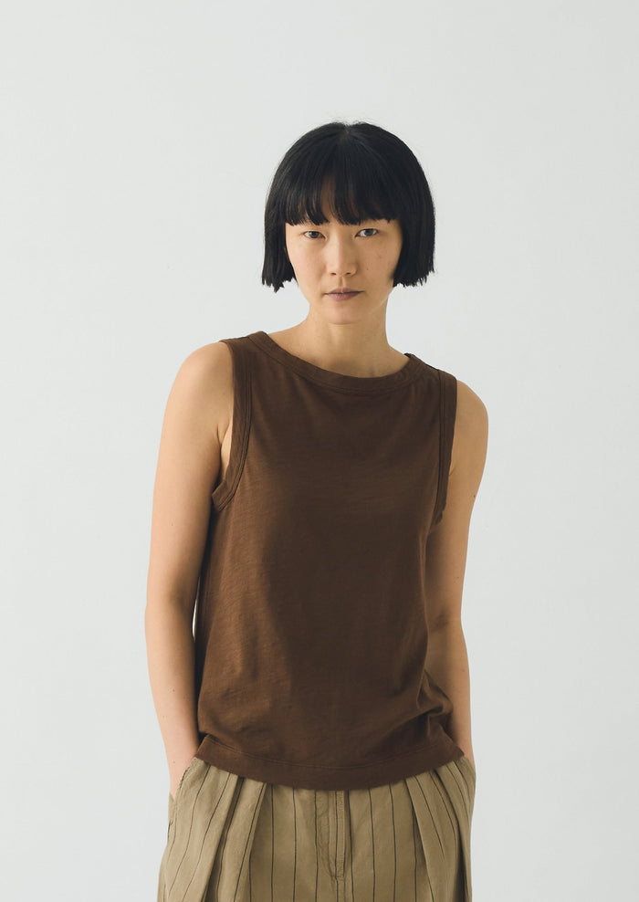 Sian Garment Dyed Cotton Tank Top | Bronze Green