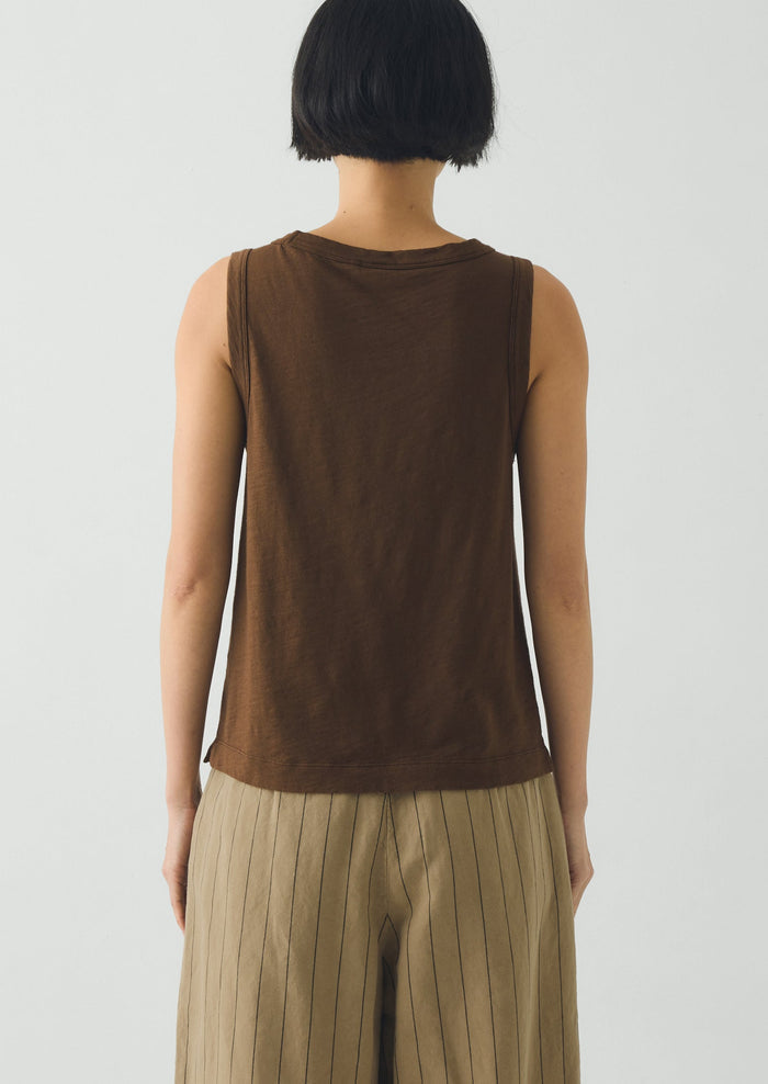 Sian Garment Dyed Cotton Tank Top | Bronze Green